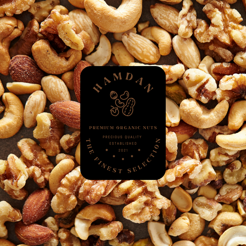 Hamdan bold roasted exotic nuts with rich colours and textures