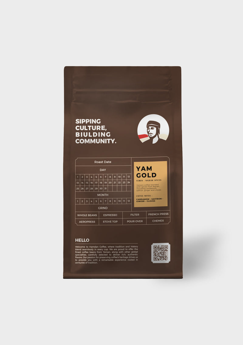 Yam Gold Arabic Coffee - Najran Spiced Qahwa (200g) Hamdan Coffee