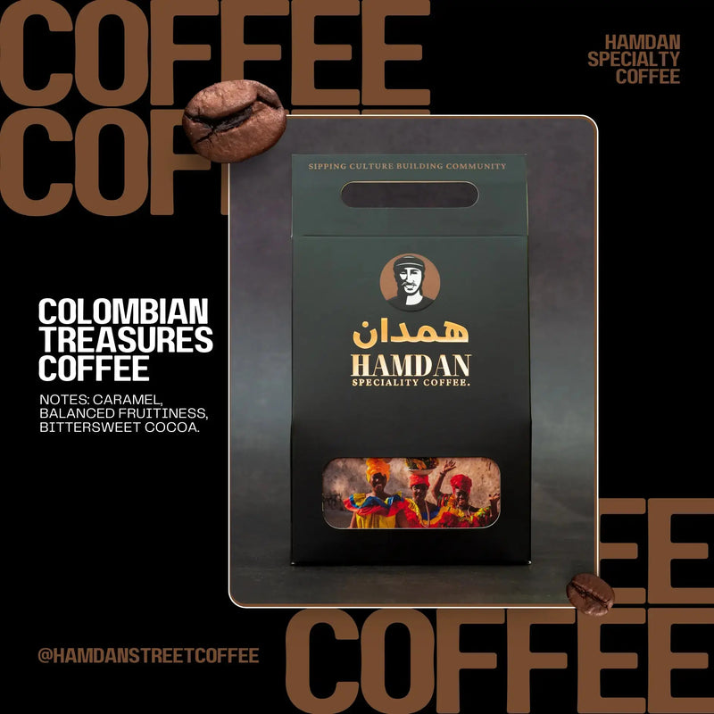 Single origin Colombian Arabica coffee beans medium roast caramel cocoa notes
