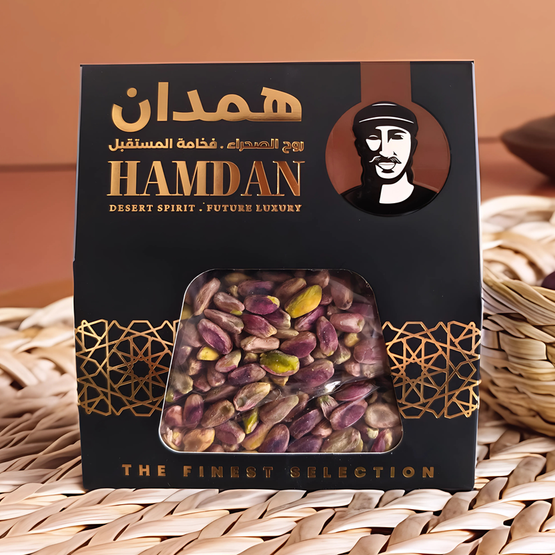 Hamdan Royal Pistachios premium shelled raw and salted roasted pistachios 340g