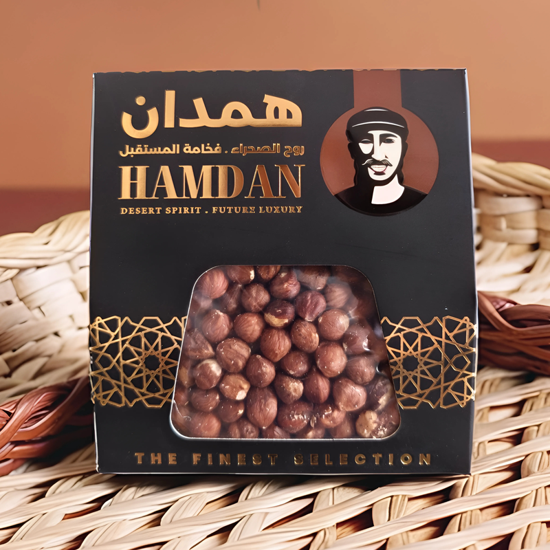 Hamdan Velvet Hazelnuts Pack – Hamdan Velvet Hazelnuts premium raw & roasted nuts 340g